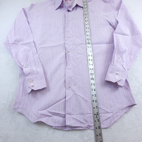 Robert Graham Dress Shirt Men's Size 41-16 Classic Fit Embossed Lavender Stripes - Picture 5 of 5